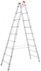 Alu Sprossenstehleiter | 2×9 Sprossen 