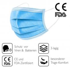 MUNDSCHUTZMASKE 3-LAGIG/ Preis  0,47 pro Stück  / 1 VE = 1000 Stück 