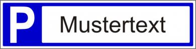 Parkplatzschild:  blaues "P", blauer Rand, inkl. schwarz geplottertes KFZ-Kennzeichen nach Wahl ."            ", 
