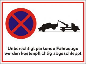 Kombiparkplatzschild mit Text und Symbolen 