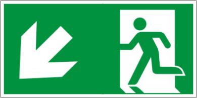 ASR A1.3/ISO 7010 [E001] Rettungsweg links abwärts 