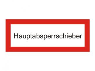 Brandschutzschild als Text "Hauptabsperrschieber" Kunststoff 1 mm, 297 x 105 mm 