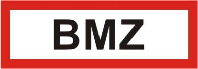 Schild mit Text BMZ, 2-farbiger Siebdruck 