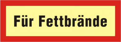 Brandschutzschild als Text "Für Fettbrände", KNS, DIN 67510 