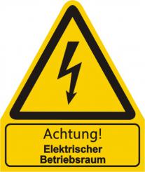 Warnkombischild mit Symbol und Text  nach  BGV A 8 "Text: Achtung! Hochspannung Lebensgefahr 