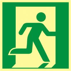 Rettungswegschild Symbol Rettungsweg rechts nach  ISO 7010 / E 002 