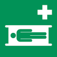 Rettungsschild als Symbol Krankentrage nach ISO 7010 