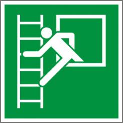 Symbol nach ISO 7010 "E 016 Notfenster mit Fluchtleiter 