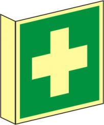 Fahnenrettungsschild als Symbol Erste Hilfe nach BGV A 8 