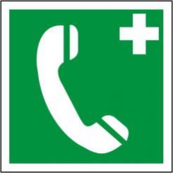 Rettungsschild als Symbol Notruftelefon nach BGV A 8 