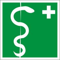 Rettungsschild als Symbol Arzt nach BGV A 8 