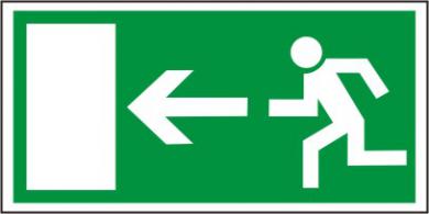 Rettungsschild als Symbol Rettungsweg links nach BGV A8 