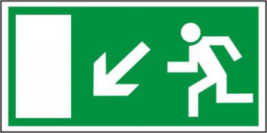 Rettungsschild als Symbol Rettungsweg links abwärts nach  BGV A8, 