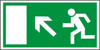 Rettungsschild als Symbol Rettungsweg links aufwärts nach  BGV A8 