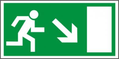 Rettungsschild als Symbol Rettungsweg rechts abwärts nach  BGV A8 