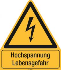 Kombischilder ASR A1.3 [W012]/BGV A8 [W08] Hochspannung Lebensgefahr 