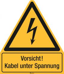 Kombischild ASR A1.3 [W012]/BGV A8 [W08] Vorsicht! Kabel unter Spannung 