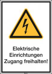 Kombischild ASR A1.3 [W012]/BGV A8 [W08] Elektrische Einrichtungen Zugang frei...etc. 