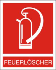 Brandschutzschild Feuerlöscher BGV A8 F 05, mit Zusatztext 