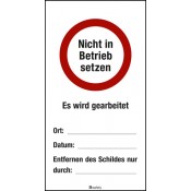 Wartungsanhänger, Nicht in Betrieb setz… aus Hart-PVC, Länge: 80 mm, Höhe: 150 mm 