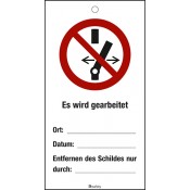 Wartungsanhänger: Nicht schalten! Es wird gearbeitet 