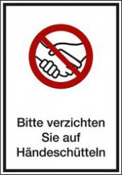 Kombischild Bitte auf Händeschütteln verzichten 