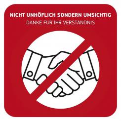 Hinweisschild - Hygiene - Händeschütteln vermeiden - Forex 3mm 