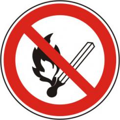 Verbotszeichen P02 Symbol "BGV A8 P 02, Feuer, offenes Licht und Rauchen verboten" 
