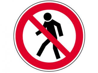 Verbotszeichen mit Symbol BGV A8 / P03 " Für Fußgänger verboten " 