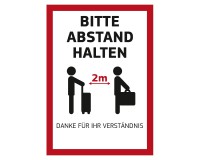 Poster „Bitte Abstand halten“ für Kundenstopper DIN A1 auf Fotopapier 170g - Motiv Koffer 