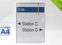 Wandschild System EST, A4-Hochformat, antireflex-Abdeckung 