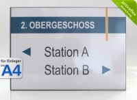 Wandschild System EST, A4-Querformat, antireflex-Abdeckung 