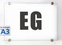 Wandschild System GLASline A3, mit Klemmhaltern 
