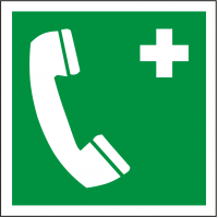 Rettungsschild als Symbol Notruftelefon nach ISO 7010 