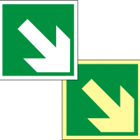 E02 / Rettungszeichen Symbol Richtungsangabe aufwärts/abwärts, BGV A8 
