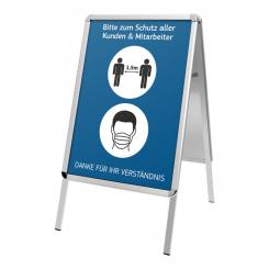 Kundenstopper DIN A1- Hygienehinweisen - Bitte Abstand halten und Maske tragen 