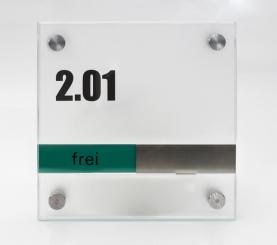 Türschild System PR-GLASline, mit frei / belegt-Anzeige 