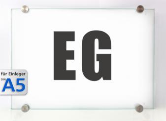 Wandschild System GLASline A5, mit Klemmhaltern 