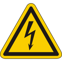 W012 / Warnschild als Symbol Warnung vor gefährlicher elektrischer Spannung nach ISO 7010 
