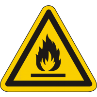 W021 / Warnschild als Symbol Warnung vor feuergefährlichen Stoffen nach ISO 7010 
