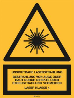 Kombischild: Unsichtbare Laserstrahlung LASER KLASSE 4. 