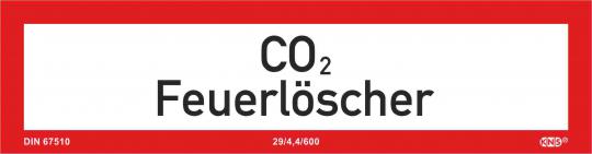 Brandschutzschild (Zusatz) mit Text "CO2 - Feuerlöscher", KNS 