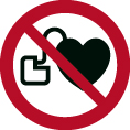 Verbotsschild als Symbol Verbot für Personen mit Herzschrittmacher nach ISO 7010, Folie, 200 mm DM 