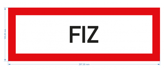 Schild mit Text FIZ, 2-farbiger Siebdruck 