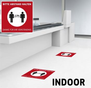 10 Stück Fußbodenaufkleber mit Hygienehinweis - Bitte Abstand Halten 