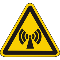 W12 / Warnschild als Symbol Warnung vor nicht ioisierender elektromagnetischer Strahlung nach BGV A 8 