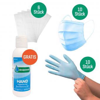 Infektionsschutz-Set + Händedesinfektionsgel Desipower 100 ml gratis 